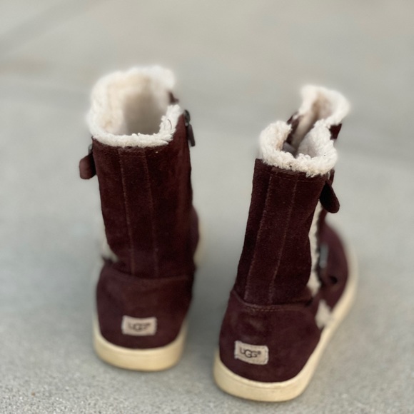 UGG Australia Barley boots womens kids suede brown shearling wool ankle bootie - Picture 6 of 8